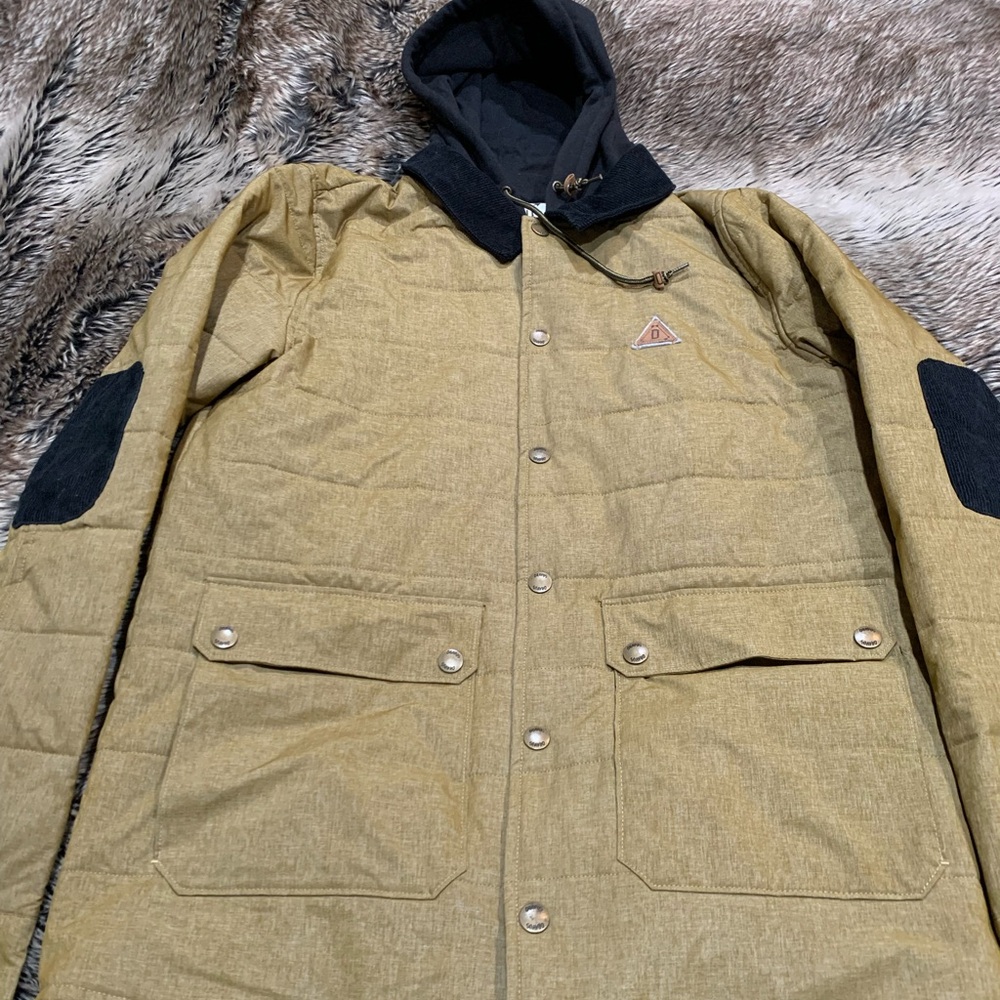 DRAVUS Men's Zipper Front Hooded puffy Lined Jacket Gold Size M
